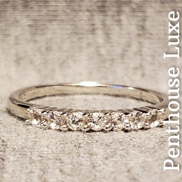 Penthouse Luxe Jewelry - SOLID 925 Sterling Silver White Topaz Quarter Circle Band